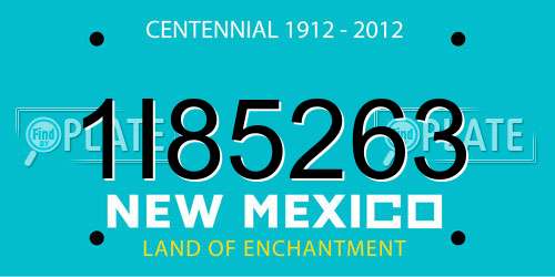 1I85263 New Mexico License Plate