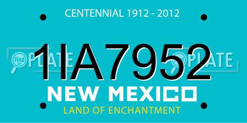 1IA7952 New Mexico License Plate
