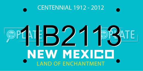1IB2113 New Mexico License Plate