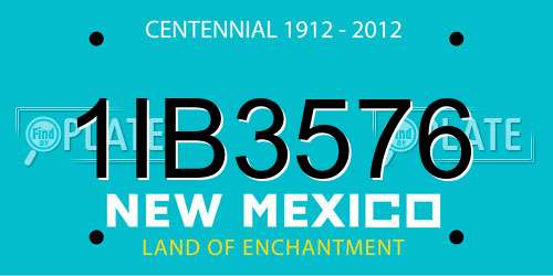 1IB3576 New Mexico License Plate