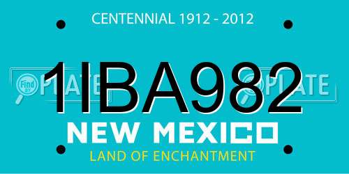 1IBA982 New Mexico License Plate