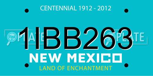 1IBB263 New Mexico License Plate