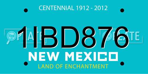 1IBD876 New Mexico License Plate