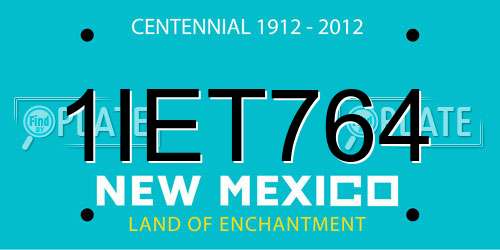 1IET764 New Mexico License Plate