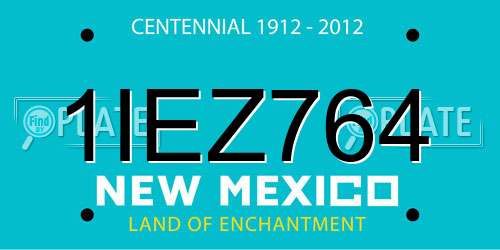1IEZ764 New Mexico License Plate