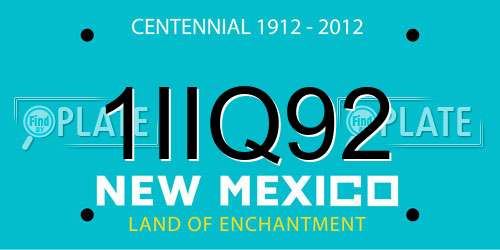 1IIQ92 New Mexico License Plate