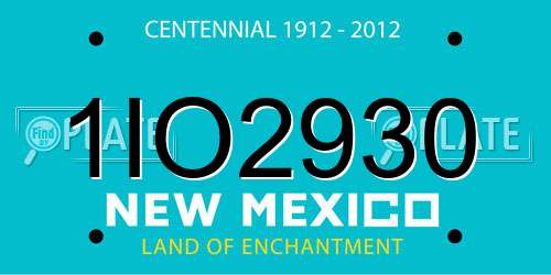 1IO2930 New Mexico License Plate