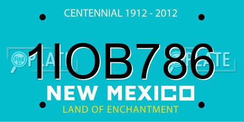 1IOB786 New Mexico License Plate