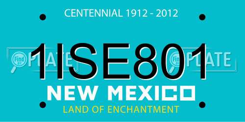 1ISE801 New Mexico License Plate