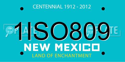 1ISO809 New Mexico License Plate