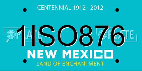 1ISO876 New Mexico License Plate