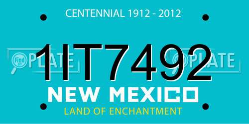 1IT7492 New Mexico License Plate