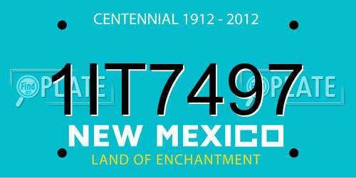 1IT7497 New Mexico License Plate