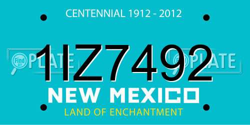1IZ7492 New Mexico License Plate
