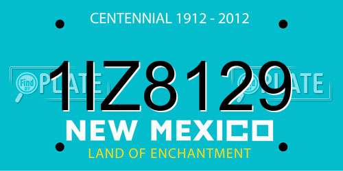 1IZ8129 New Mexico License Plate