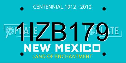 1IZB179 New Mexico License Plate
