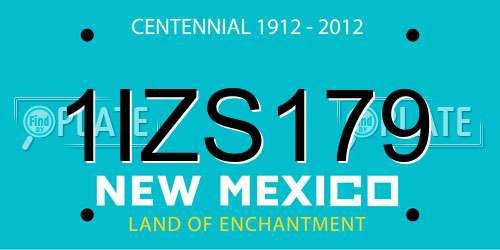 1IZS179 New Mexico License Plate