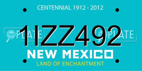 1IZZ492 New Mexico License Plate