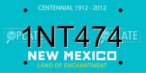 1NT474 New Mexico License Plate