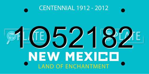 1O52182 New Mexico License Plate