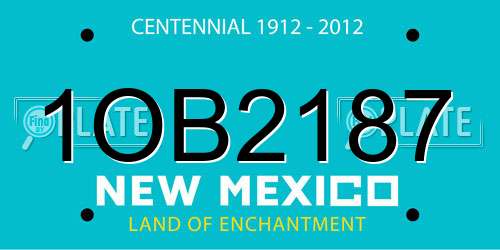 1OB2187 New Mexico License Plate