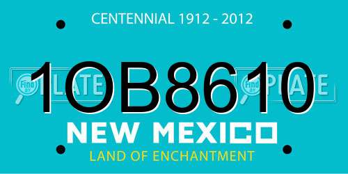 1OB8610 New Mexico License Plate