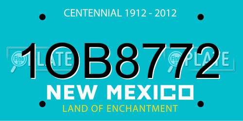 1OB8772 New Mexico License Plate