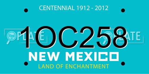 1OC258 New Mexico License Plate