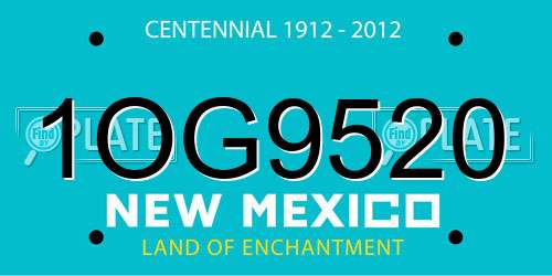 1OG9520 New Mexico License Plate