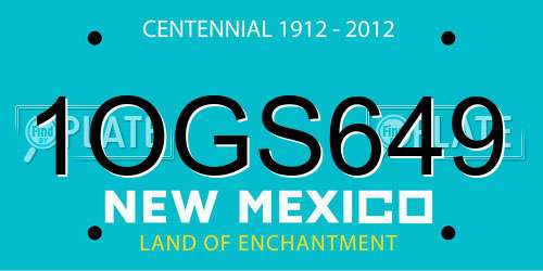 1OGS649 New Mexico License Plate