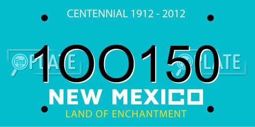 1OO150 New Mexico License Plate