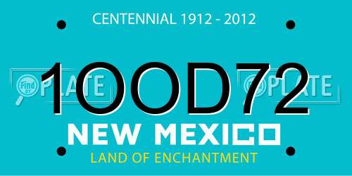 1OOD72 New Mexico License Plate