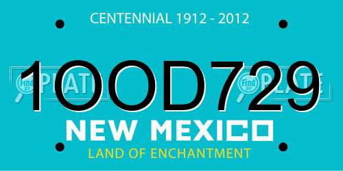 1OOD729 New Mexico License Plate