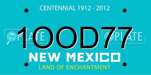 1OOD77 New Mexico License Plate