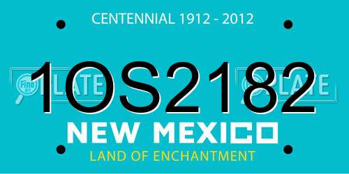 1OS2182 New Mexico License Plate
