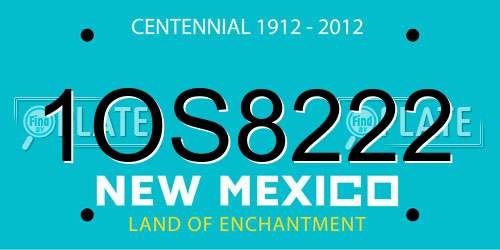 1OS8222 New Mexico License Plate