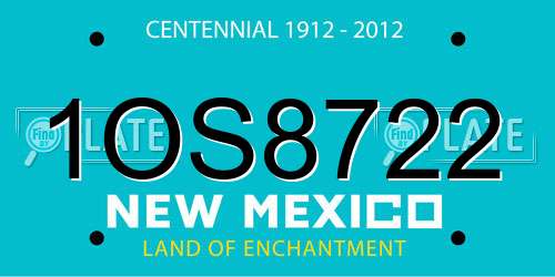 1OS8722 New Mexico License Plate