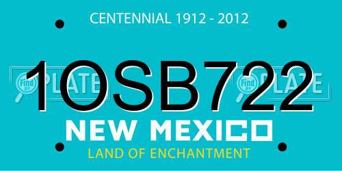 1OSB722 New Mexico License Plate