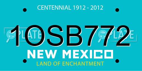 1OSB772 New Mexico License Plate