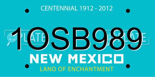 1OSB989 New Mexico License Plate