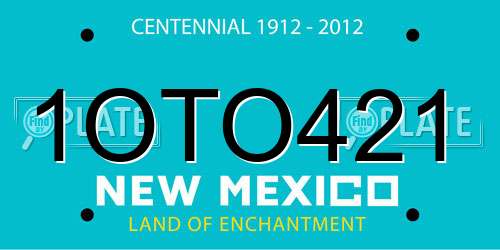 1OTO421 New Mexico License Plate