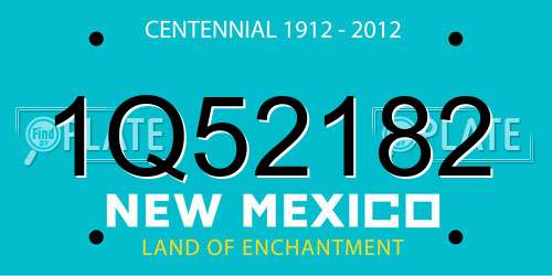 1Q52182 New Mexico License Plate