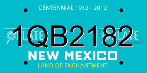 1QB2182 New Mexico License Plate