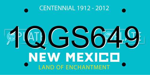 1QGS649 New Mexico License Plate