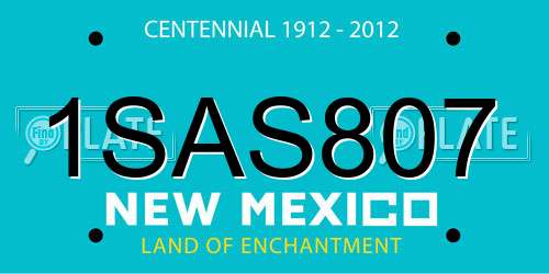 1SAS807 New Mexico License Plate