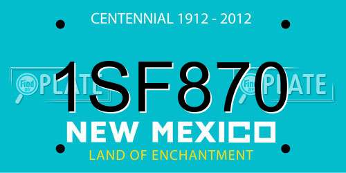 1SF870 New Mexico License Plate