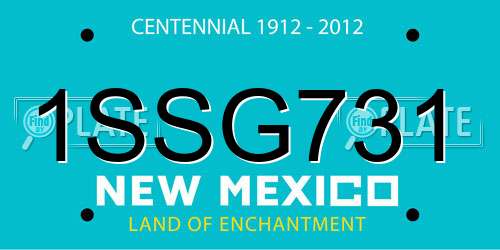 1SSG731 New Mexico License Plate