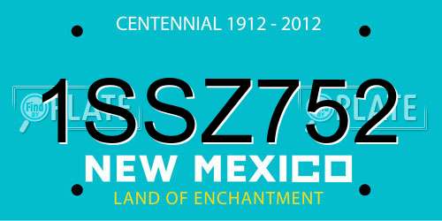1SSZ752 New Mexico License Plate