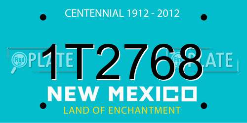 1T2768 New Mexico License Plate
