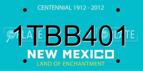 1TBB401 New Mexico License Plate